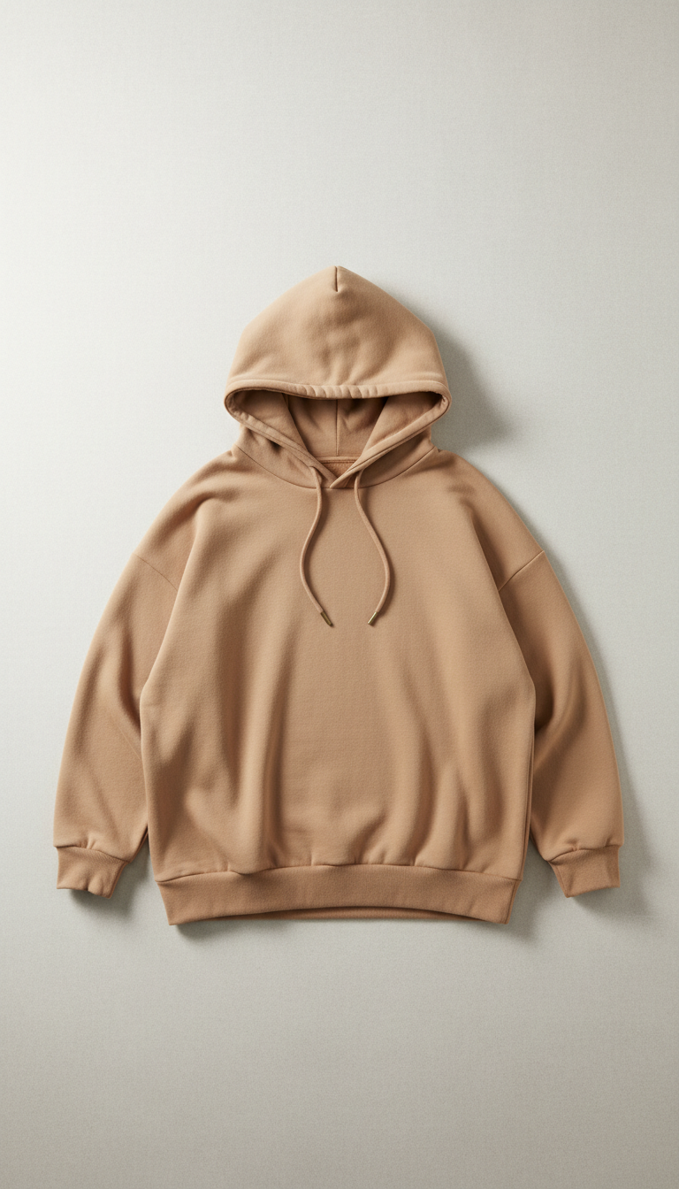 Warm Sand relaxed-fit scripture hoodie